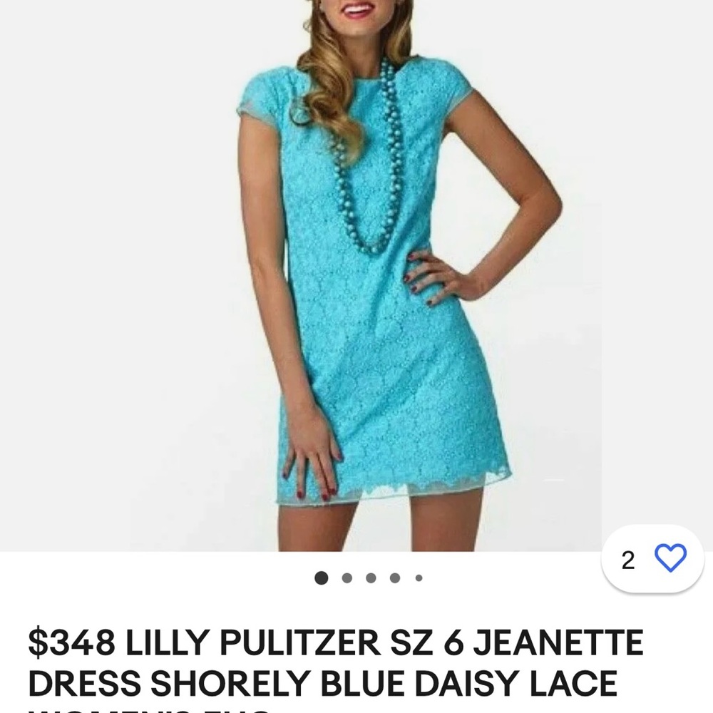 Lilly Pulitzer Jeanette Shorely Blue Daisy Lace Dress Women’s EUC Size 10